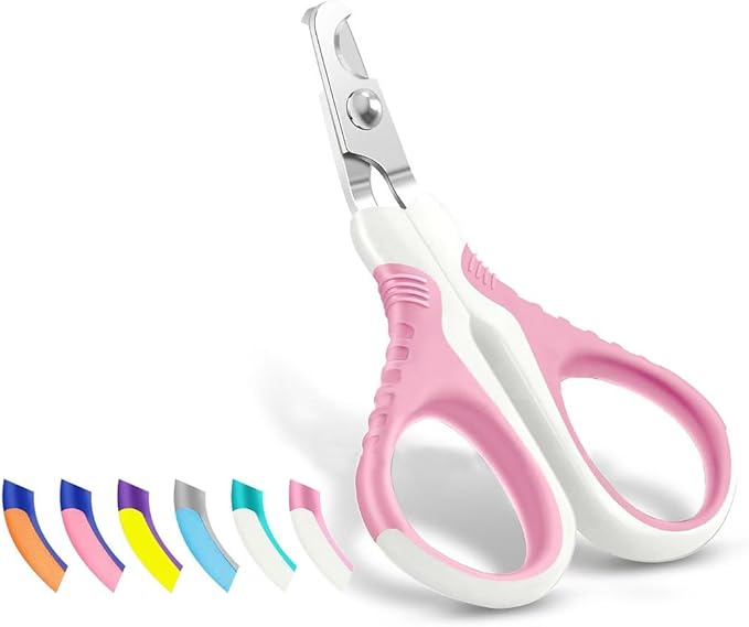WePet Pet Nail Clippers U07.1, Professional Claw Trimmer, Bended Scissor Special for Cats, Kittens, Dogs, Puppies, Small Animals, White/Thulian Pink