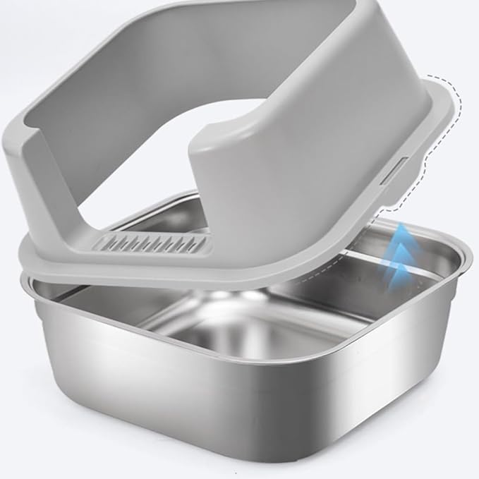 Pet Supplies, Stainless Steel Cat Litter Box, Extra Large High Sides with Scoop, Non-Sticky & Easy Clean