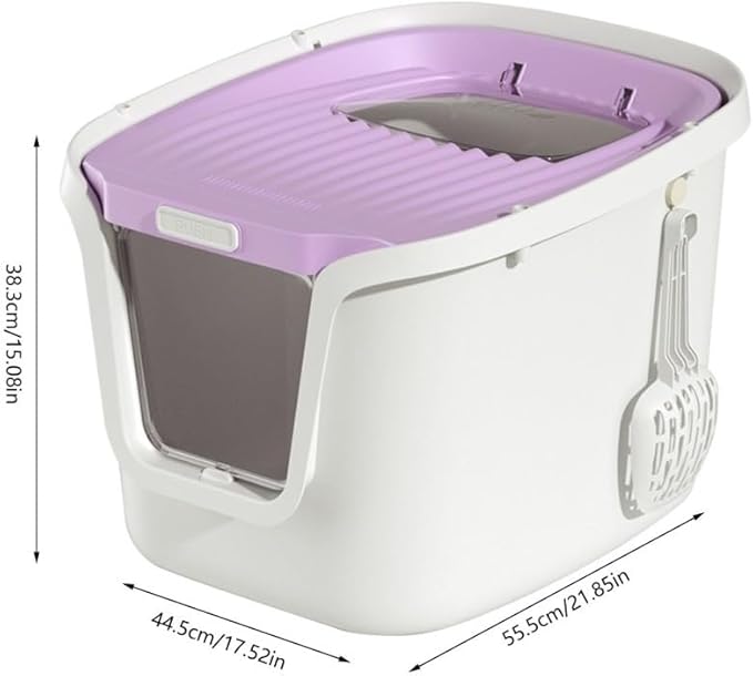 Pet Supplies, Covered Cat Litter Box with Scoop & Teaser Stick, Large Semi-Enclosed for All Cats(Large)