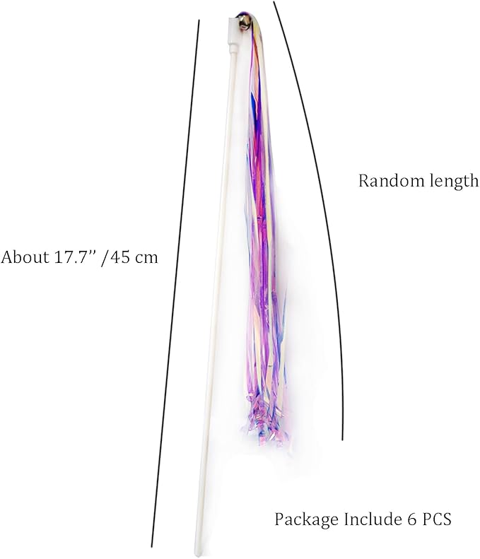 IUHKBH Cat Wands, 6 PCS Pretty Cat Teaser with Bell Interactive Kitten Toy, Hour of Entertainment, Safe for Your Kitty