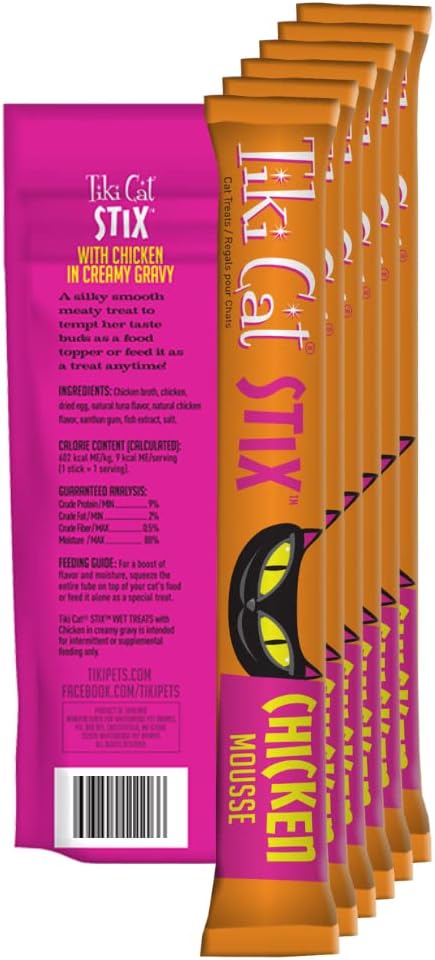 Tiki Stix Wet Mousse Single Serve Lickable Treats | All 6 Flavors | 36 Stix in Total | Bundle with Toy and Booklet