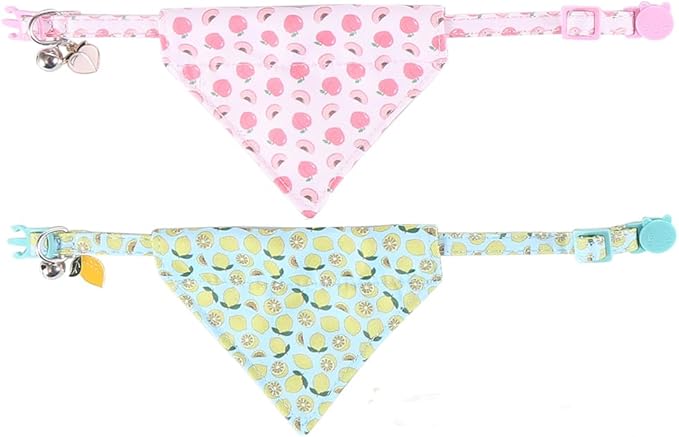 Cat Collar Breakaway with Cute Bandana and Bell Fruits Accessories for Kitty Adjustable Safety