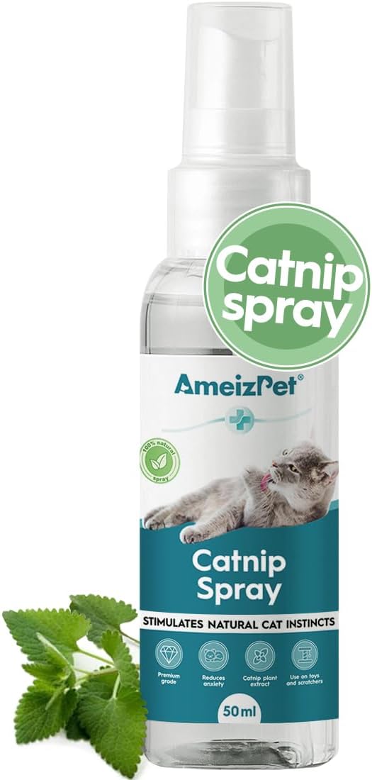AmeizPet Catnip Spray for Cats, Cat Scratching Sprays, Transparent Cat & Kitten Behaviour Spray 50 ml (1.69 Oz)