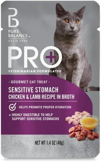 (4 Pack) ~ Pure Balance Pro+ Sensitive Stomach Chicken & Lamb Recipe in Broth, 1.4 Oz