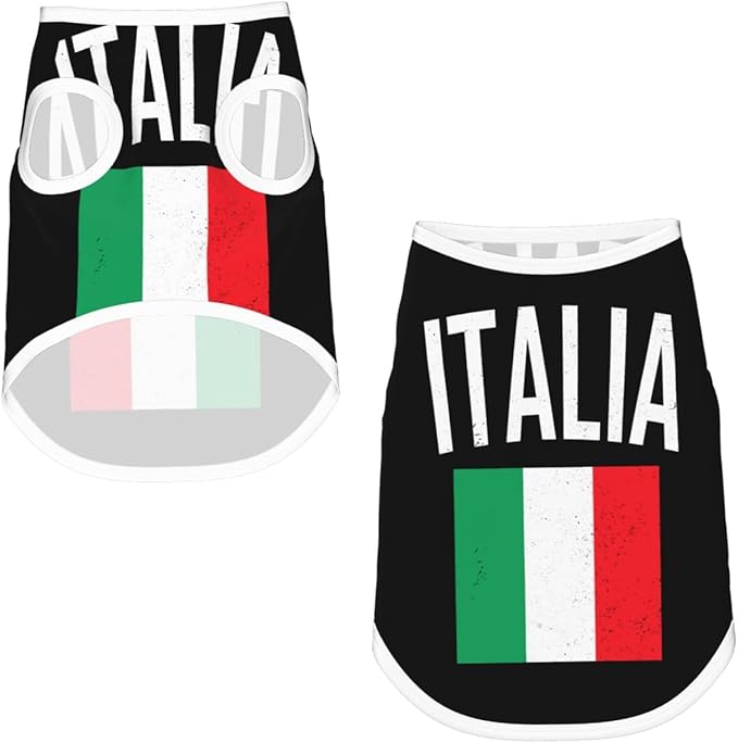 Vintage Italia Flags Italy Italian Flag Dog Shirts Sleeveless Puppy Cotton T-Shirts Breathable Dog Clothes Pet Apparel Tank Top Pullover Doggy Cozy Canine Wear for Small Dogs Cats Blue Medium