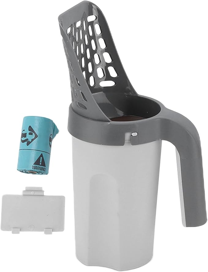 Focket Cat Litter Scooper, Deep Shovel with Trap Door Design for MessFree Cleaning, Litter Scooper with Integrated Waste Container Holder for Pet Owners