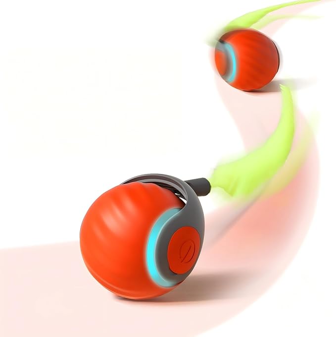 Petgravity Speedy Sprint Cat Toy Ball, 2026 Upgraded Interactive Cat Toys for Indoor Cats Exercise, 2 Speeds Rechargeable Smart Moving Ball for All Breeds with 2 Detachable Tails, Orange
