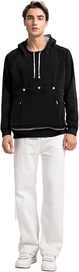 Unisex Cat Pouch Hoodie Long Sleeve Kitten Puppy Holder Hoodies Front Large Pouch Pet Carrier Sweatshirt