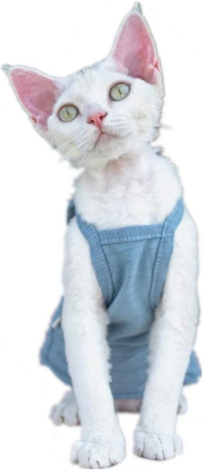 Hairless Cats Solid Cotton Camisole, Breathable Summer Tank Tops for Sphynx, Cornish Rex, Devon Rex, Peterbald, Cat Wear Hairless Cat Clothes Soft Skin-Friendly Cats Apparel Assorted Colors and Sizes