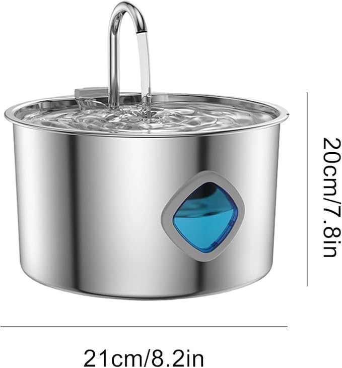 Cat Water Fountain Stainless Steel | 3.2L Cat Fountains for Drinking,Automatic Waterer Pet Feeding Bowl for Small Medium Large Breed Dog Puppy Kitten Drinking Watering Indoor