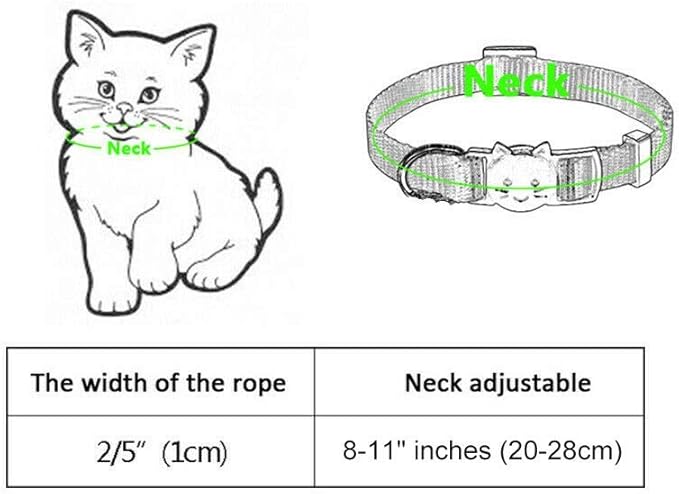 Personalized Cat Collar with Embroidered Name and Phone Number, Breakaway Safety Design