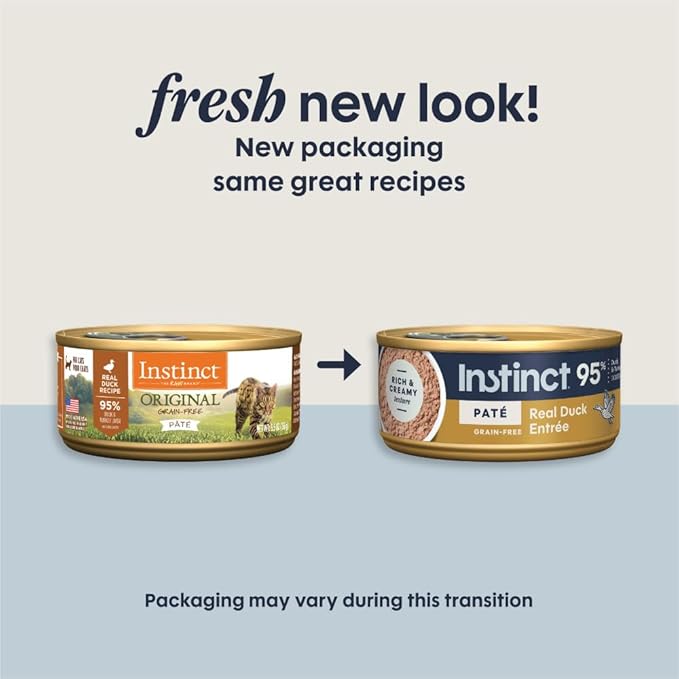 Instinct Pate Entrees, Wet Canned Cat Food, Grain-Free - Real Duck, 5.5 oz. Cans (Pack of 12)
