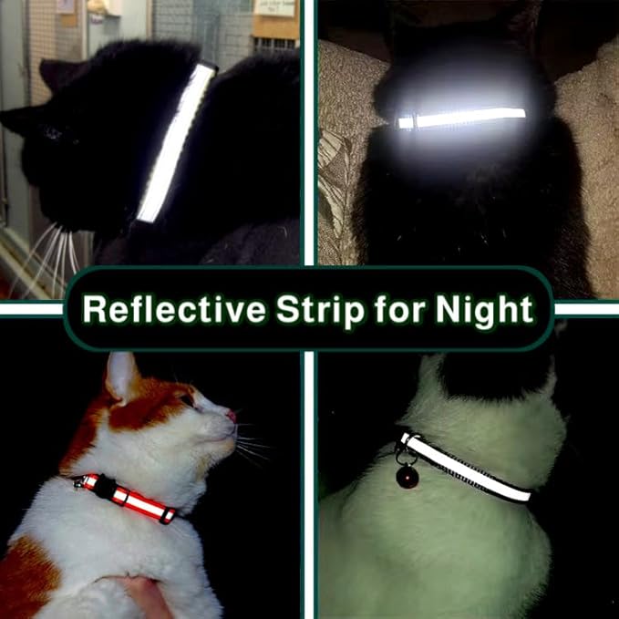 Airtag Cat Collar Reflective Kitten Collar with Apple Air Tag Holder and Bell for Girl Boy Cats Breakaway Lightweight (Blue)