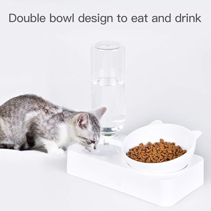 Marchul Cat Bowls, Pet Food Bowls, 15° Tilted Cat Bowl for Indoor Cats, Dog Food and Water Bowl Set (with Silicone Mat)