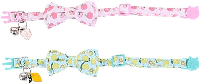 Cat Collar Breakaway with Cute Bow Tie and Bell Fruits Accessories for Kitty Adjustable Safety