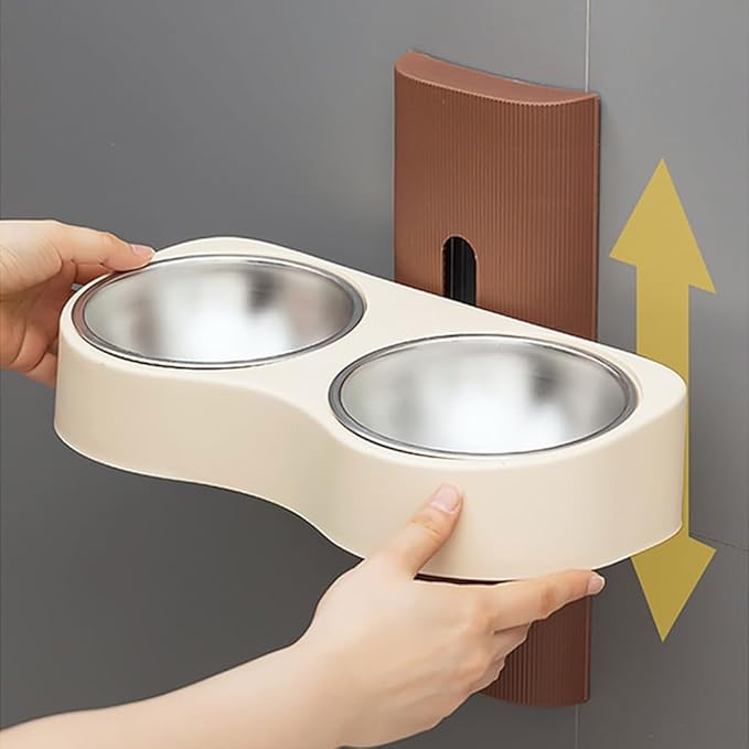 Detachable Cats Watering Eatting Bowl Double Bowl Pet Bowl Wall Mounted Bowl for Dog Watering Feeding Bowl