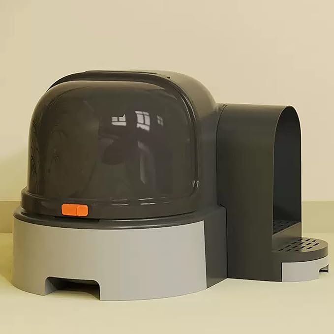 Cat Litter Box, Front Entry Cat Litter Box with Lid, Covered Kitten Litter Tray,Corridor-Type Odor-Proof Litter Box with Sand Drawer Including Cat Litter Scoop (Color : Gray)