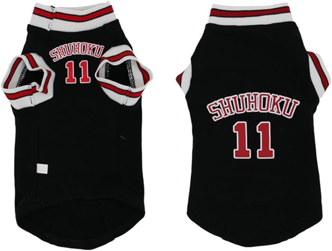 Sphynx Cat Basketball Jersey, Anime-Inspired Pet Shirt, Breathable Stretchy Cotton Outfit for Hairless Cats & Small Dogs, Sleeveless Sport Costume for Cats (Black, X-Large (7-9.5lbs))