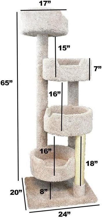 HomeStock Cat Tower Large Multi-LevelCarpeted Cat Tree with Scratching PostsCat Furniture for Indoor Cats Earth Tone