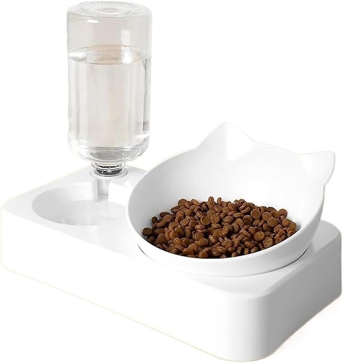 Double Bowl Automatic Watering Pet Anti-Overturn Plastic Cat Dog Cats Dogs Tableware