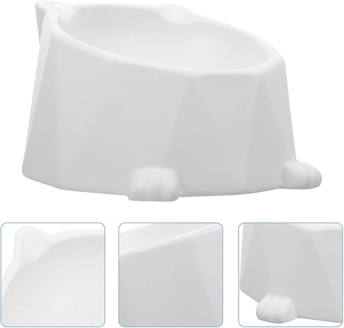 DOITOOL Elevated Ceramic Cat Bowl Neck Protection, Raised Pet Feeding Dish for Cats and Dogs, Anti-Spill White Bowl for Indoor Use