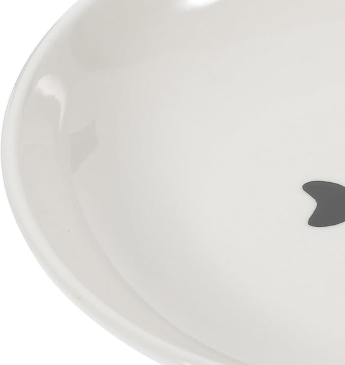 Ceramic Cat Bowls 3pcs Set with Wide Shallow Round Dish and Non-Slip Black Silicone Base for Healthy Kitten Feeding and Watering at Home