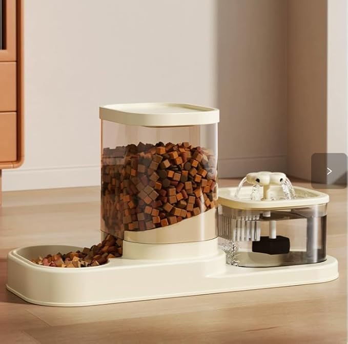 Cat Water Dispenser and Automatic Cat Food Feeder Integrated Water Feeder (Two-in-one Integrated Water Circulation, 10.63x9.06x10.63in)