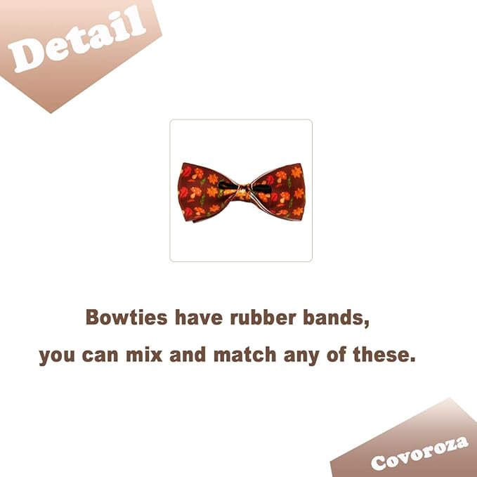 2 Pack Breakaway Cat Collar with Removable Bowtie and Bell Forest Style Safe Adjustable Mushroom Pattern Kitten Collars Green and Brown