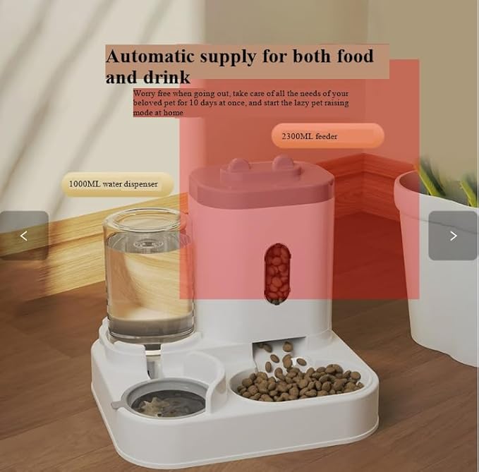 Cat Water Dispenser and Automatic Cat Food Feeder Integrated Water Feeder (Yellow, 10.63x9.06x10.63in)