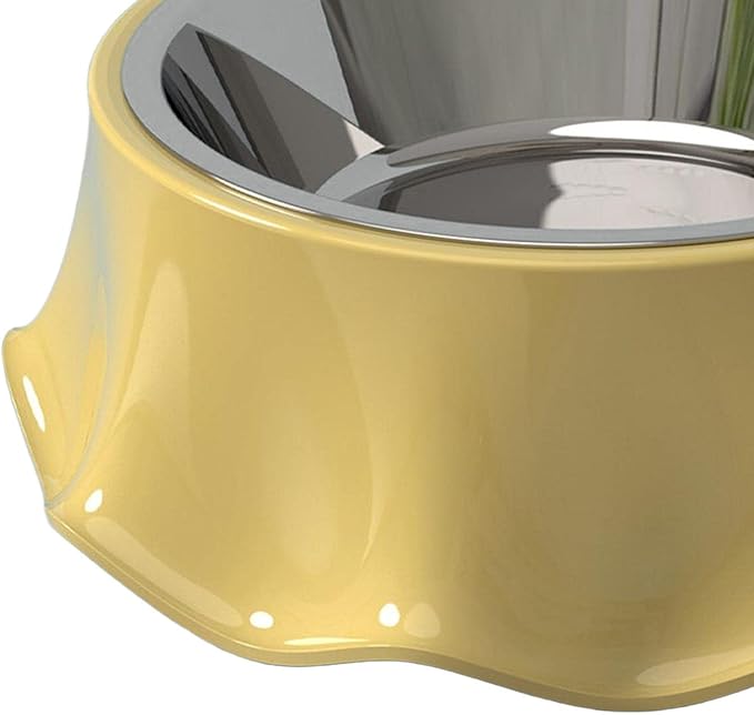 Cat Bowls Indoor Cats Cat Food Bowl Easy Cleaning Anti Over Turning Cat Feeding Bowls Anti Slip Smooth Surface Lightweight for, Yellow