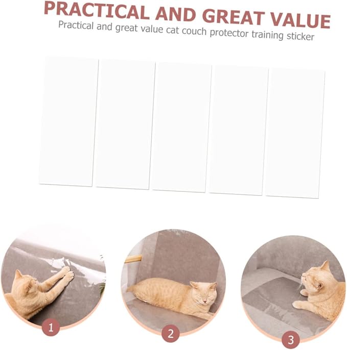 Kisangel 5pcs Cat Scratch Couch Protector Patches Self-Adhesive Furniture to Prevent Scratches from Cats Flexible Sofas Chairs and Bedsx