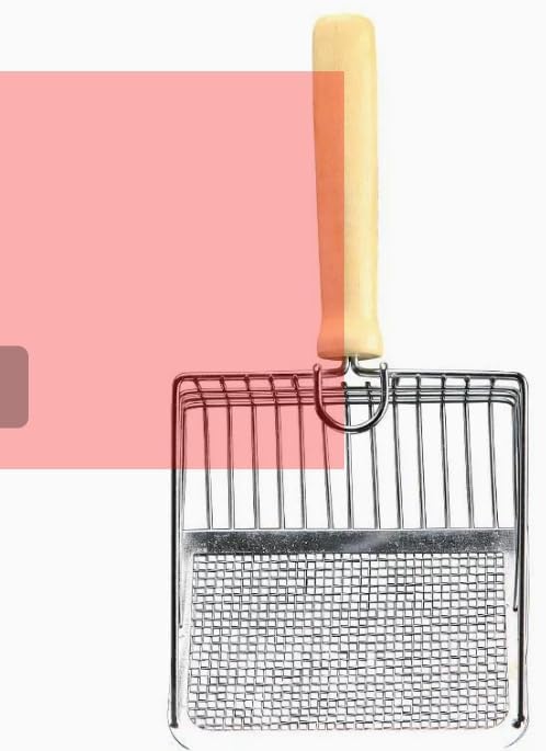 Metal Cat Litter Scoop, Stainless Steel, Large Size, Fine-Hole, Shovel for Scooping Feces (Crown Gold, Length 10.83 inches, Width 5.31 inches)