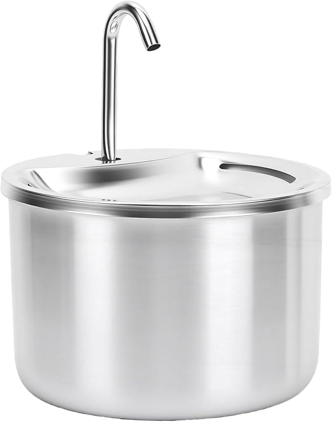 Fabater Cat Water Fountain Stainless Steel,108oz/3.2L Cat Fountain for Drinking, Pet Water Inside, Automatic Dog Watering Dispenser Bowl, Pet Feeding & Watering Supplies