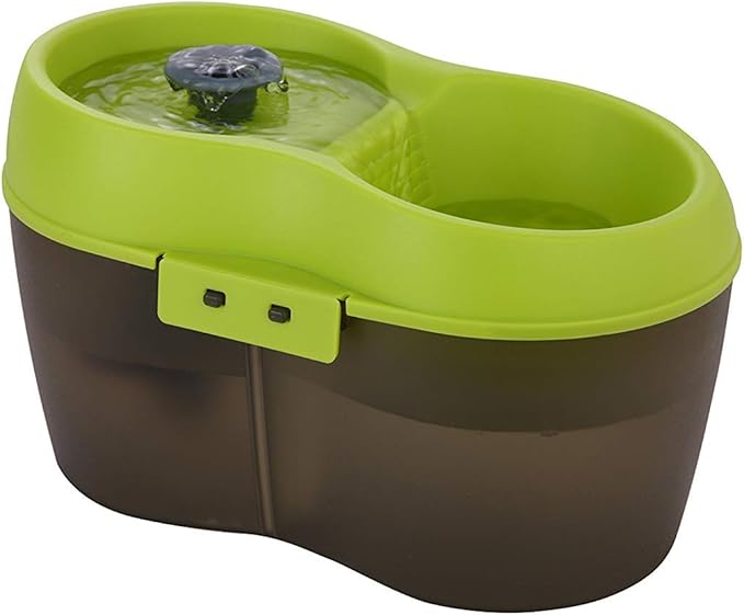 Cat H2O Filtered Cat Water Fountain 67 fl. oz/2.1 Quart with Filter & Dental Care Tablet, Lime Green/Translucent Black