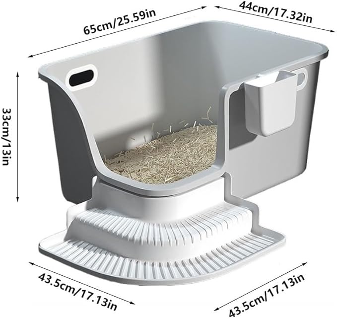 Pet Supplies, Large High Sided Cat Litter Box with Scoop, Leakproof & Easy Clean