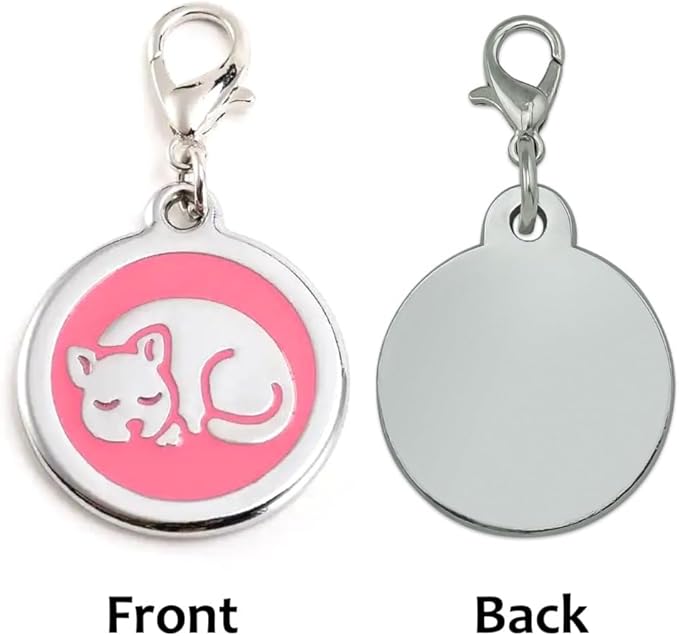 Personalized Sleeping Pet ID Tags with Trigger Snap Hook for Kittens and Cats - cat Name tag for cat Collar (Orange)