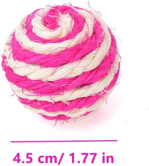 ISMARTEN 6 Pack Cat Toys Balls, 1.77" Yarn Pet Interactive Ball with Bell Inside, Kittens Chew Toys for Indoor Cats Kitty (Medium, Sisal)