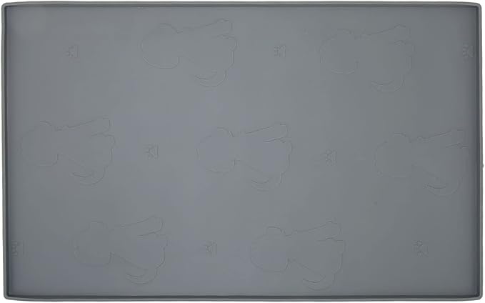 Dog Feeding Mat, Waterproofed Cat Food Mats, Anti Slip Silicone Cat Dog Food Mat for Messy Drinkers to Protect Floors (Gray)