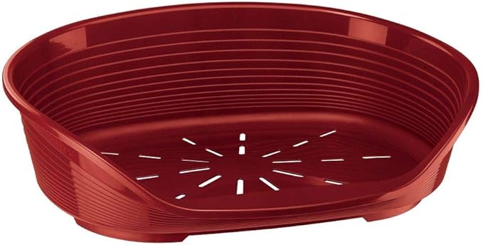 Ferplast Cat Bed, Plastic Dog Bed Small, Ventilation Holes and Non-Slip Rubber Feet for Added Stability 61,5 x 45 x h. 21.5 cm. Burgundy