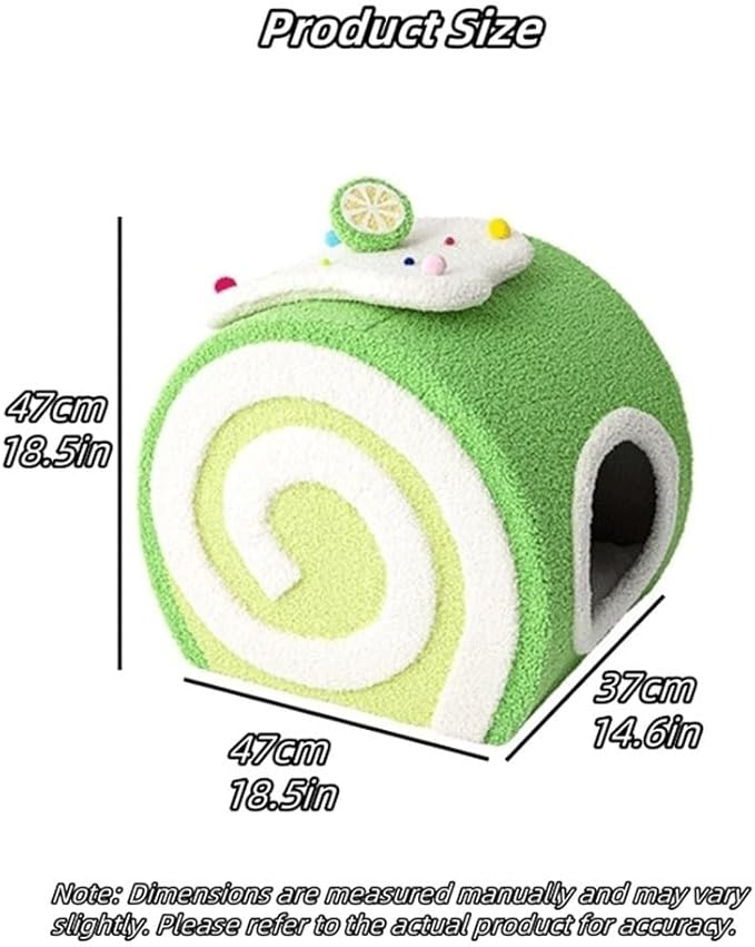 Creative Cat Cave Bed, Lovely Cake Roll Cats House for Indoor Cats, Small Pet Bed, Cute Cat Furniture for All Seasons, No Assembly Needed(Brown)
