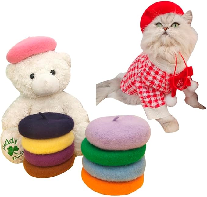 Dog Beret Hats Cats Hats Fashion Four Seasons Funny Comfortable Winter Pet Hat (Green)