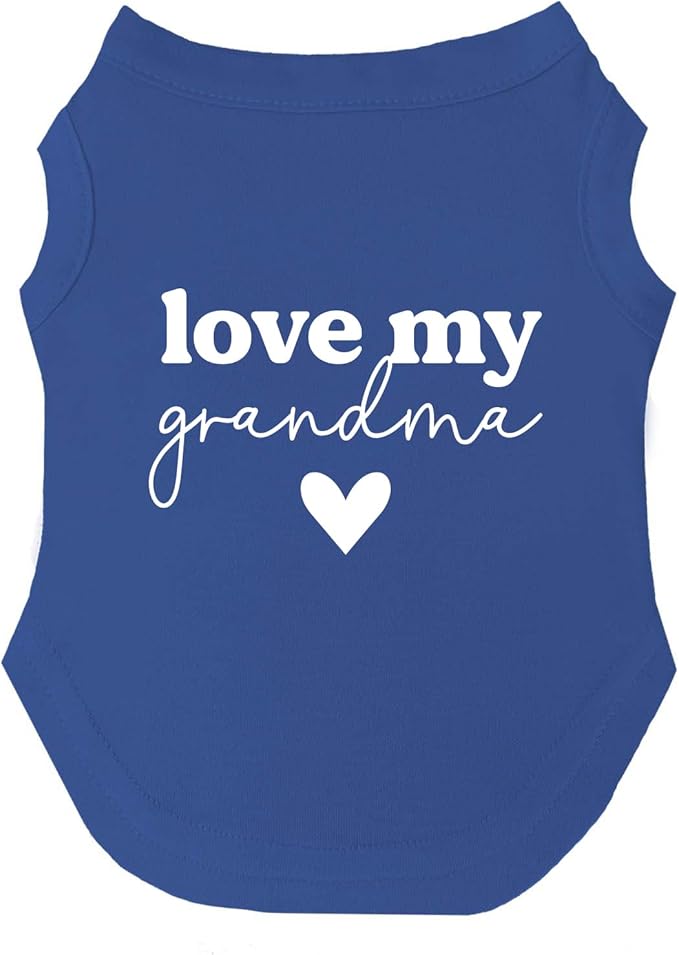 Love My Grandma Dog Tee Shirt | Sleeveless Breeds | Mother's Day | Grandma Gift | Valentine's Day |Royal Blue, Small 1340