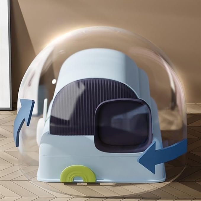Pet Supplies, Enclosed Cat Litter Box with Hood & Drawer, Anti-Splash & Easy Clean(Blue)