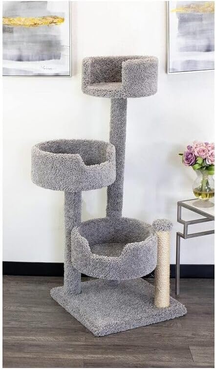 HomeStock Cat Tower with Beds - 30" x 29" x 54" - Scratching Post & Climbing Tree Gray/25 L x 25" W x 50" H