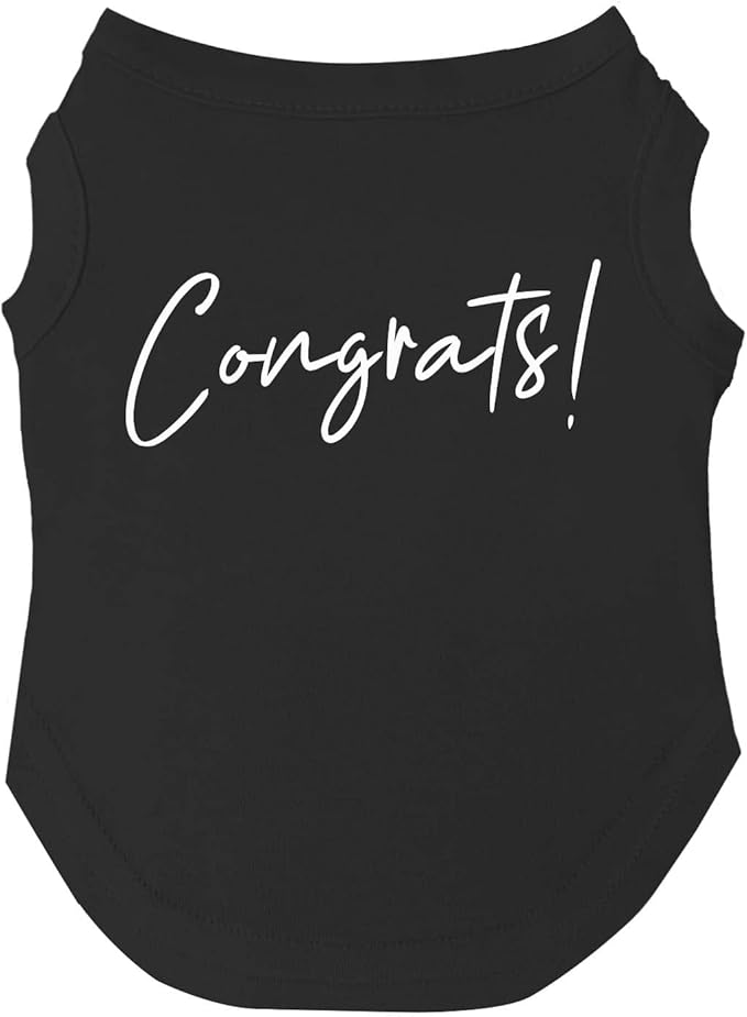 Congrats! Dog Tee Shirt | Sleeveless | School Graduation Ceremony Party | Class of 2025 2026 2027 | Mom Dad Graduation Prop |Black, 5X-Large (438)