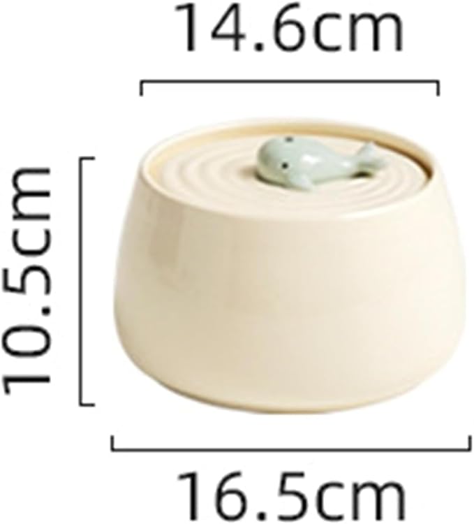 GeRRiT Cat Water Fountain 1.3L Ceramic Cat Water Dispenser Super Quiet Automatic Circulation Drinking Fountain Water Bowl for Puppy and Kittens