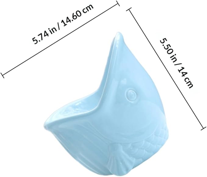 Alasum Ceramic Raised Pet Bowl for Cats and Puppies with Neck Support, Multi-Function Household Feeding and Watering Dish, Blue Artistic Design for Comfortable Pet Dining