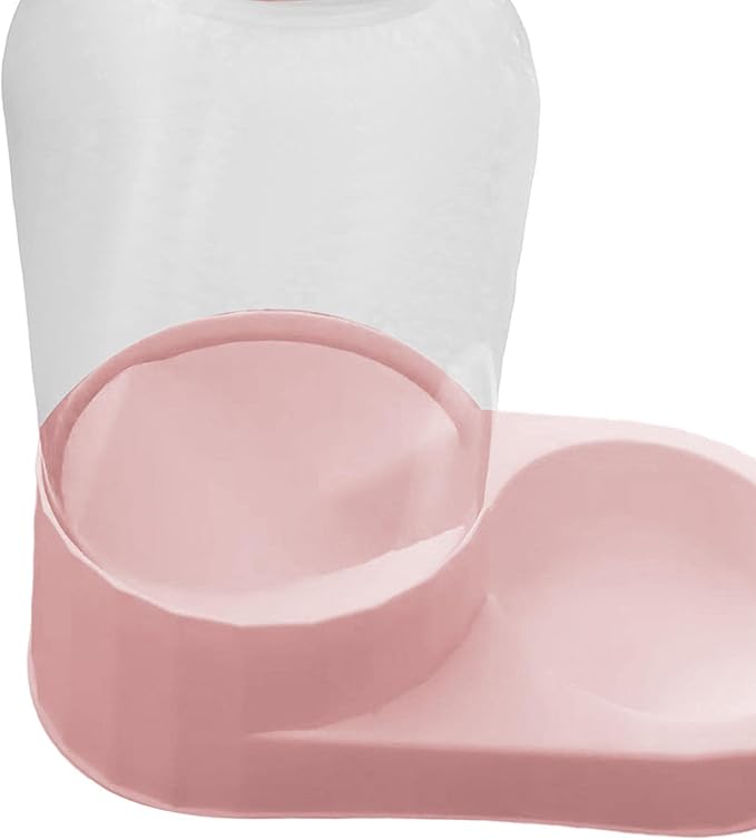 Automatic Feeder, Inclined Feeder with Non-Slip Bottom, Dish Waterer for Puppy Bunnies, Pink Food
