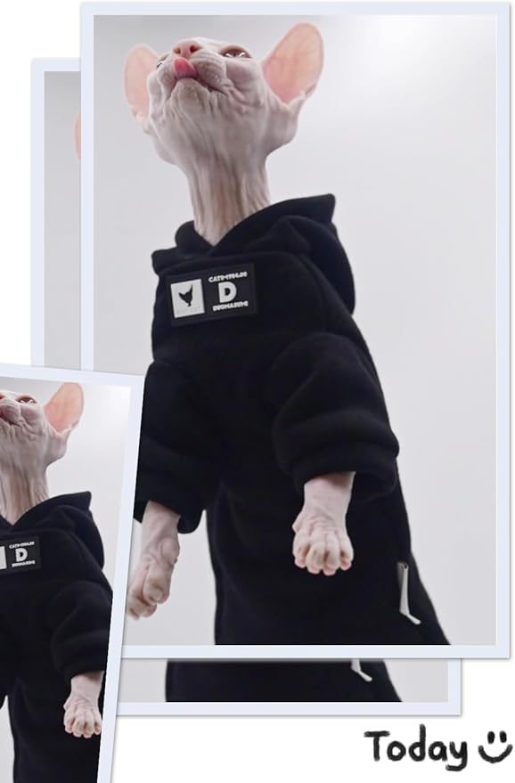 Sphynx Cat Apparel Kitty Clothes Autumn and Winter Hairless Cat Outfits Bald Cat Clothes for Devon Rex Cats, Cornish Cats (Small)