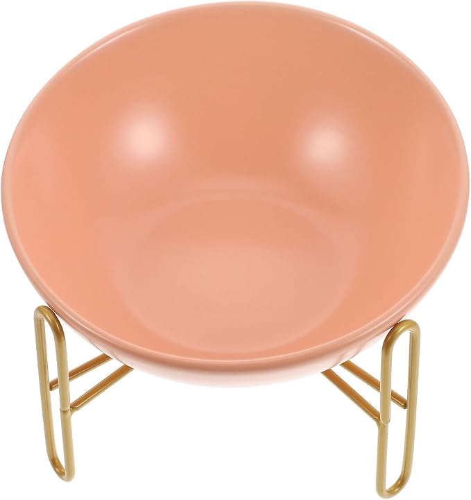 Ship-Shaped Cat Bowl 300ml Small Ceramic Raised Feeder with Orange Iron Rack for Elevated Pet Feeding and Watering Supplies